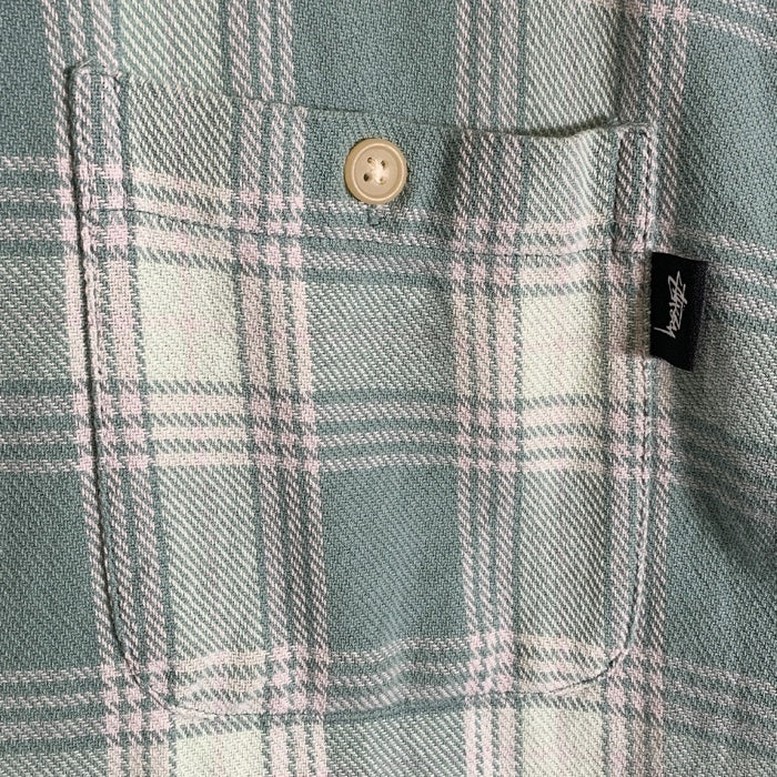 STUSSY ステューシー チェック フランネルシャツ グリーン インド製 Size L 福生店