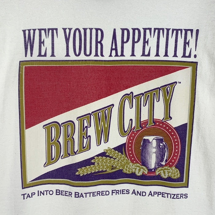 90's~ BREW CITY ブリューシティ クラフトビール プリントTシャツ ホワイト フルーツオブザルーム USA製 Size XL 福生店