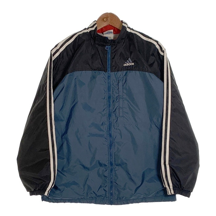 00’s adidas アディダス ジップアップ ナイロンジャケット ブラック ネイビー Size XL (YOUTH) 福生店