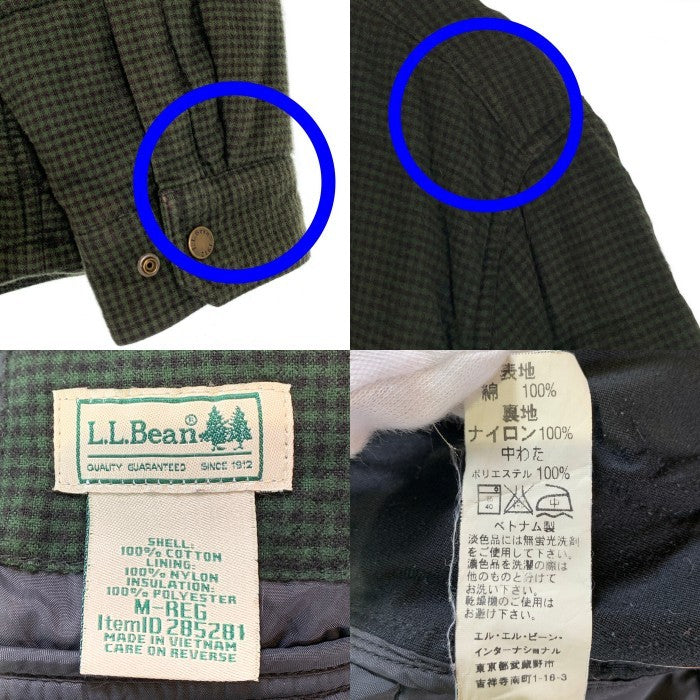 L.L.Bean エルエルビーン コットン 中綿 チェックシャツジャケット グリーン スナップボタン ID285281 Size M-R 福生店