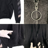 OFFーWHITE オフホワイト Diag Brushed Mohair Zip Hoodie モヘア ジップ フーディー パーカー ブラック OMHA073R20B02023 Size L 福生店