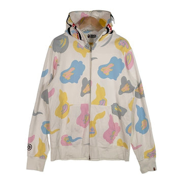 A BATHING APE アベイシングエイプ Shark Zip Hoodie シャーク フルジップアップ スウェットパーカー ホワイト マルチ 001ZPH301023X Size XL 福生店