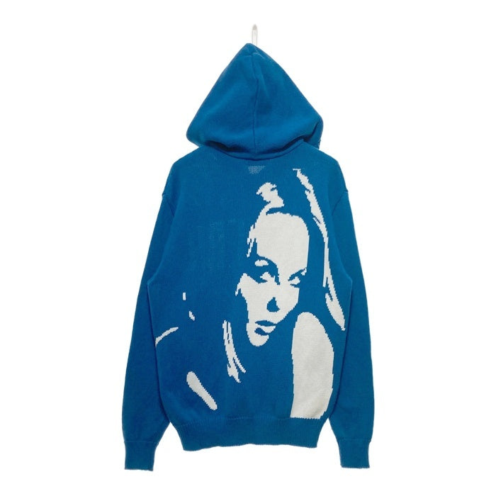 HYSTERIC GLAMOUR ヒステリックグラマー コットンニット ジップアップパーカー ロゴ ガール ブルー 02201ND02 Size S 瑞穂店