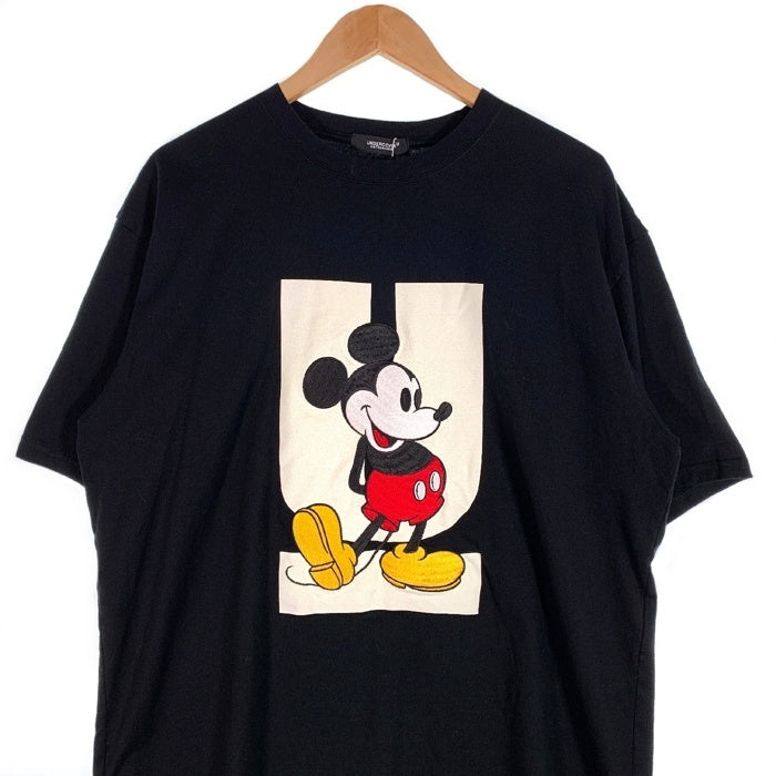 UNDERCOVER アンダーカバー Disney ディズニー ミッキーマウス刺繍 Uロゴプリント Tシャツ ブラック UC1C8805 Size 5 福生店