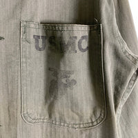 40's U.S.NAVY 米海軍 USMC (U.S.MARINE CORPS) P-41 HBT ヘリンボーンツイル カバーオールジャケット オリーブ Size S～M相当 福生店