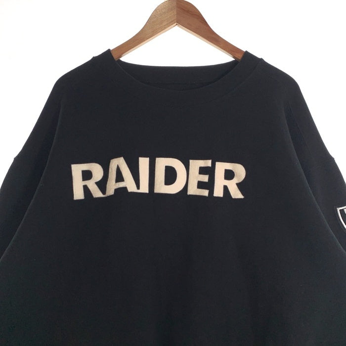 90's majestic マジェスティック RAIDERS レイダース NFL クルーネック スウェット ブラック メキシコ製 Size XL 福生店