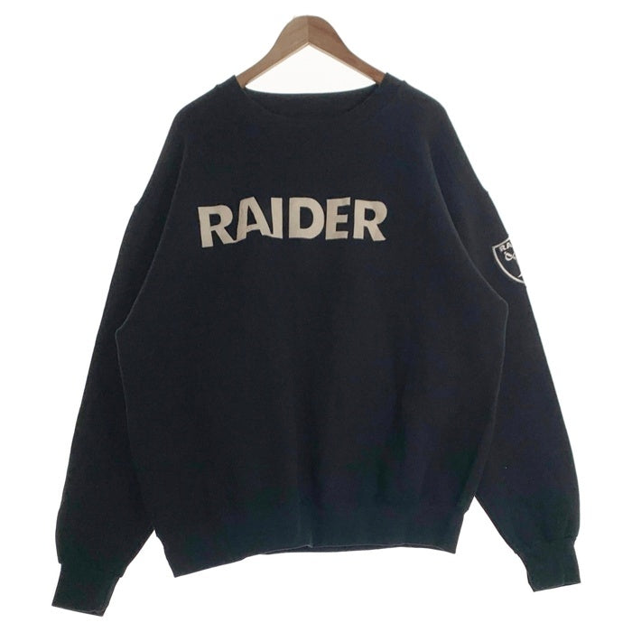 90's majestic マジェスティック RAIDERS レイダース NFL クルーネック スウェット ブラック メキシコ製 Size XL 福生店
