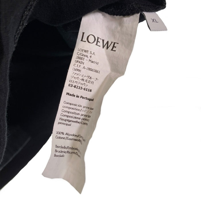 LOEWE ロエベ アナグラム ロゴ刺繡 クルーネック Tシャツ ブラック H526Y22X75 Size XL 福生店