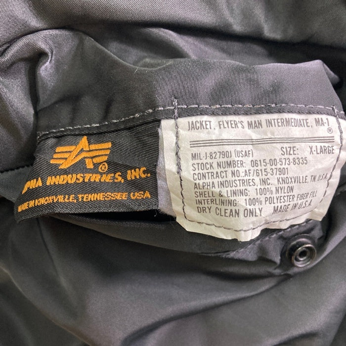 ALPHA INDUSTRIES アルファインダストリーズ MA-1 USA製 90's ワッペンカスタム ブラック sizeXL 瑞穂店