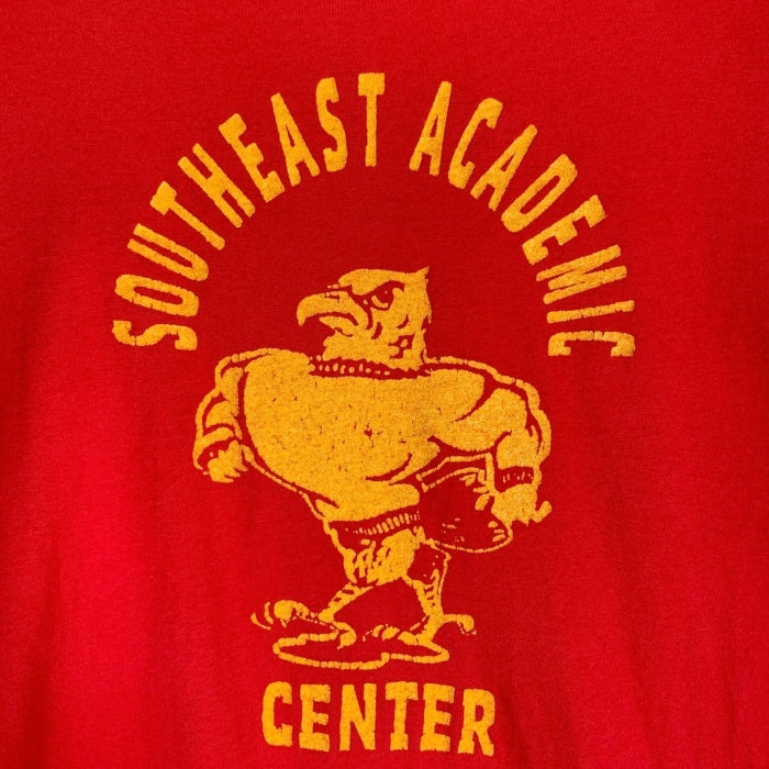 ~90's TEN STRIKE テンストライク SOUTHEAST ACADEMIC CENTER カレッジプリント 半袖 Tシャツ シングルステッチ レッド Size M 福生店