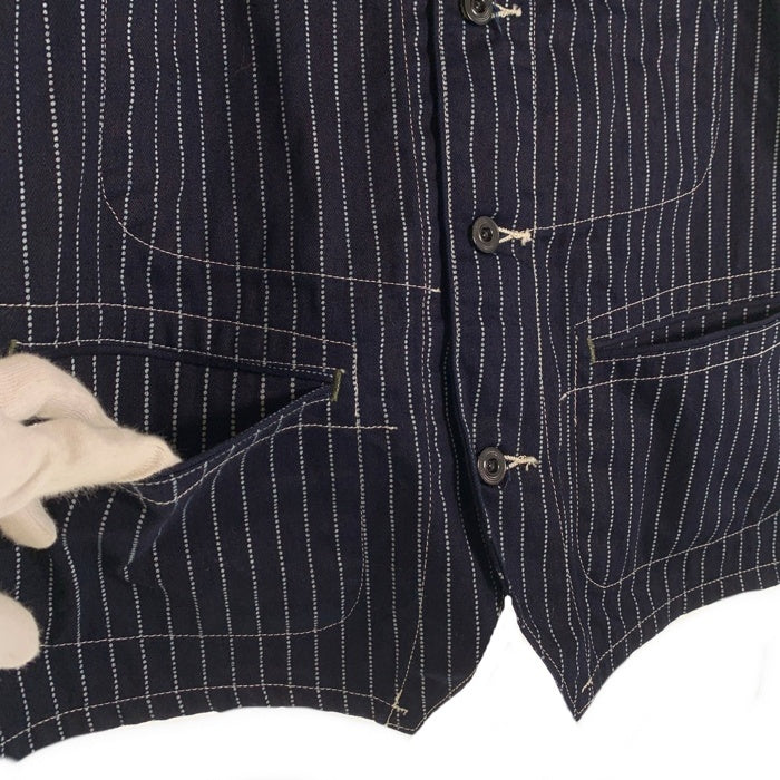 SUGAR CANE シュガーケーン ウォバッシュストライプ ワークベスト ネイビー  Size 40 福生店