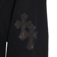 Chrome Hearts クロムハーツ Y NOT CROSS PTCHS THERMAL CREW L/S TEE サーマルカットソー ロングスリーブ レザークロスパッチ ブラック Size M 福生店