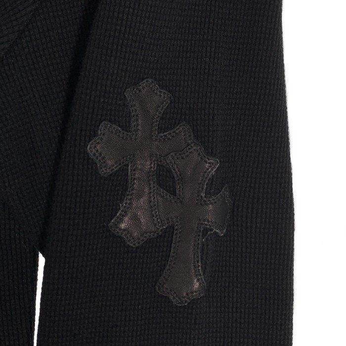 Chrome Hearts クロムハーツ Y NOT CROSS PTCHS THERMAL CREW L/S TEE サーマルカットソー ロングスリーブ レザークロスパッチ ブラック Size M 福生店