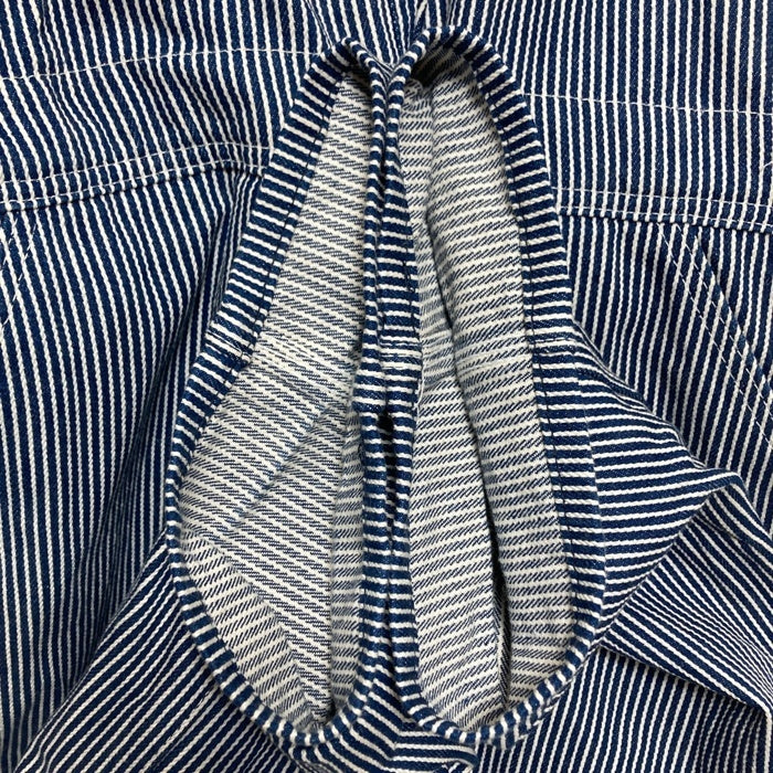 ROUND HOUSE ラウンドハウス LOT45 ヒッコリー オーバーオール インディゴ×ホワイト size32×34 瑞穂店