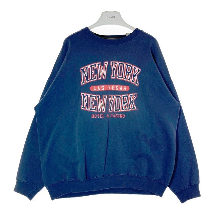 90's NEW YORK NEW YORK HOTEL＆CASINO ニューヨーク ニューヨーク ホテル&カジノ プリント クルーネックスウェットトレーナー ネイビー Size XL 瑞穂店