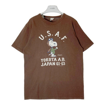 BUZZ RICKSON'S バズリクソンズ SNOOPY スヌーピー 横田基地 限定 USA製 Tシャツ ブラウン sizeXL 瑞穂店
