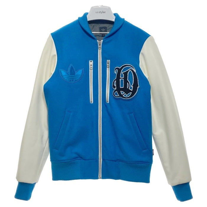 adidas アディダス ジップアップ スタジャン ワッペン ブルー 袖フェイクレザー O34630 Size S 瑞穂店