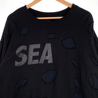 WIND AND SEA ウィンダンシー 22SS WILDSIDE ワイルドサイド ヨウジヤマモト Damage Cutting Sweat Shirt ダメージカッティングスウェットシャツ トレーナー ブラック Size 5 福生店