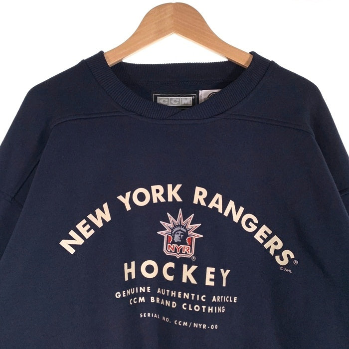 CCM シーシーエム Newyork Rangers ニューヨーク レンジャース NHL クルーネック スウェット ネイビー カナダ製 Size L 福生店