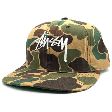 STUSSY ステューシー CAPZ ストックロゴ刺繡 カモフラージュ 6パネルキャップ スナップバック キャンバス地 オールド 白タグ USA製 福生店