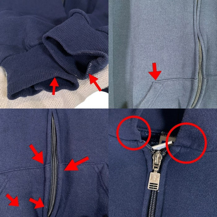 90~00's RUSSELL ATHLETIC ラッセルアスレチック ジップアップ スウェットパーカー ネイビー USA製 Size XL 福生店