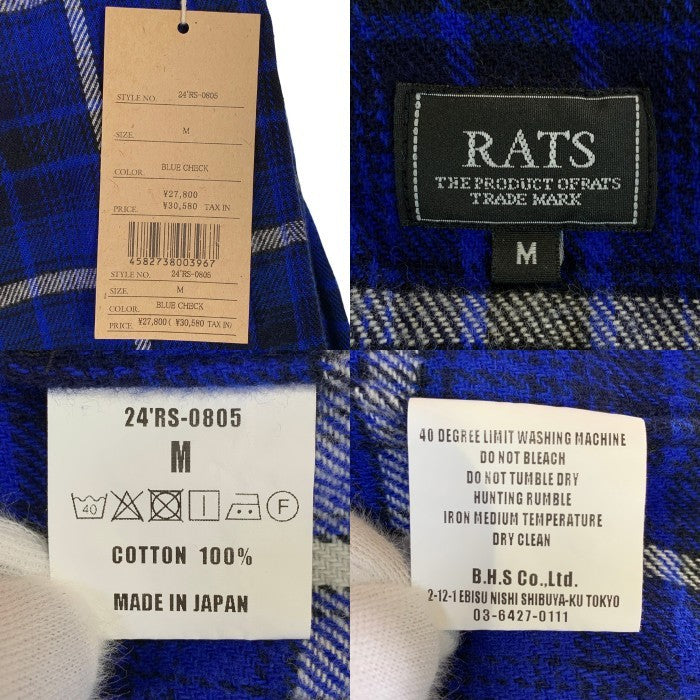 RATS ラッツ 24AW COTTON FLANNEL BLUE CHECK SHIRT コットンフランネルブルーチェックシャツ ブルー 24’RS-0805 Size M 福生店