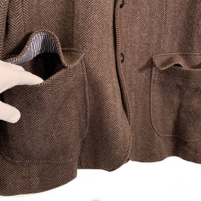 Brooks Brothers ブルックスブラザーズ コットンフランネル ヘリンボーン 2Bテーラードジャケット ブラウン エルボーパッチ Size L 福生店
