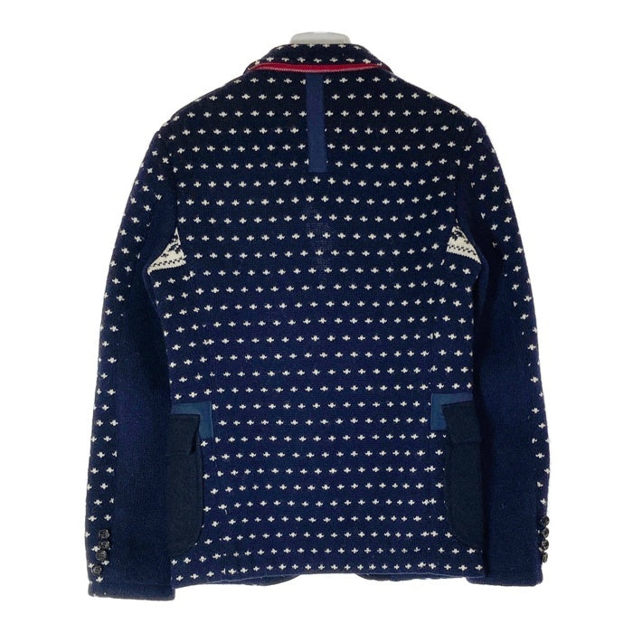 JUNYA WATANABE COMME des GARCONS MAN ジュンヤワタナベ コムデギャルソンマン WH-J010 AD2011 ノルディック柄 ウール ニット テーラードジャケット ネイビー sizeM 瑞穂店