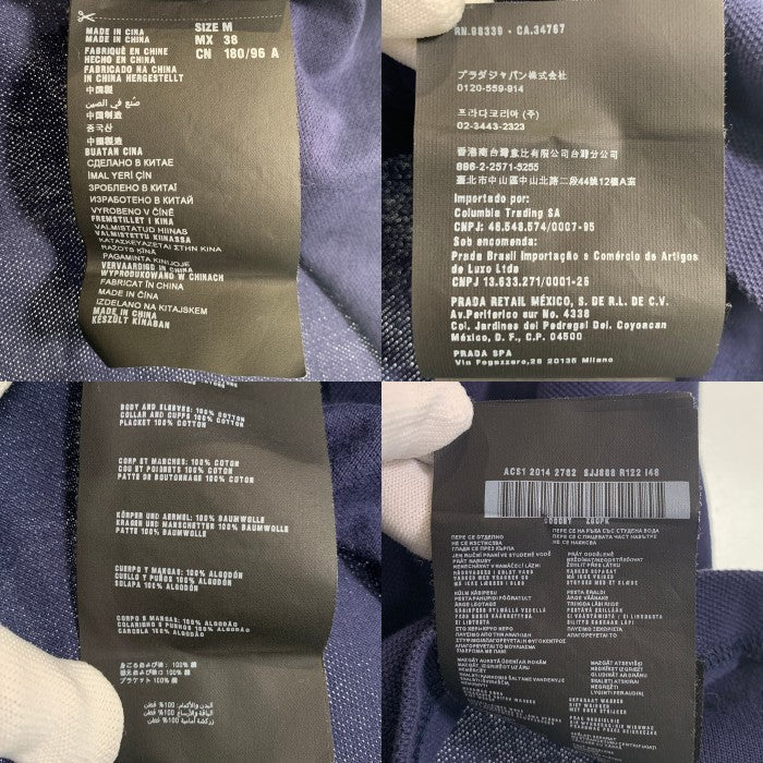 PRADA SPORT プラダスポーツ 鹿の子 ポロシャツ 半袖 ネイビー ブラック SJ888 2014 Size M 福生店