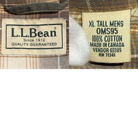 L.L.Bean エルエルビーン ダック地 シャツジャケット 裏地フランネル カーキ カナダ製 Size XL 福生店
