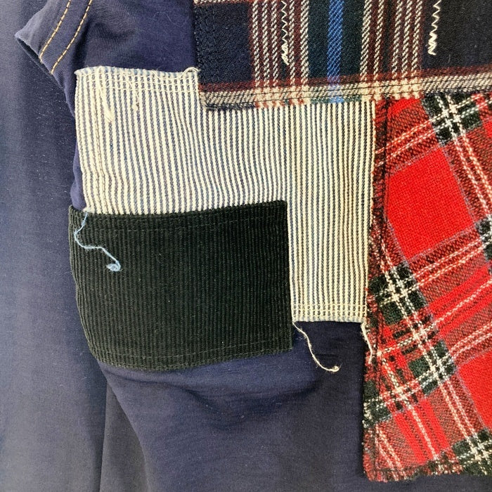 COMME des GARCONS HOMME コムデギャルソンオム HN-T015 AD2014 ウール フランネルパッチワーク カーディガン ネイビー sizeS 瑞穂店