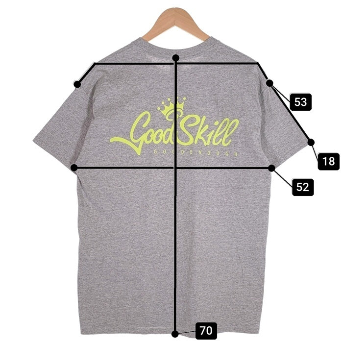 GOODENOUGH グッドイナフ GoodSkill 1周年記念 半袖 ポケT ポケット Tシャツ グレー イエロー Size L 福生店