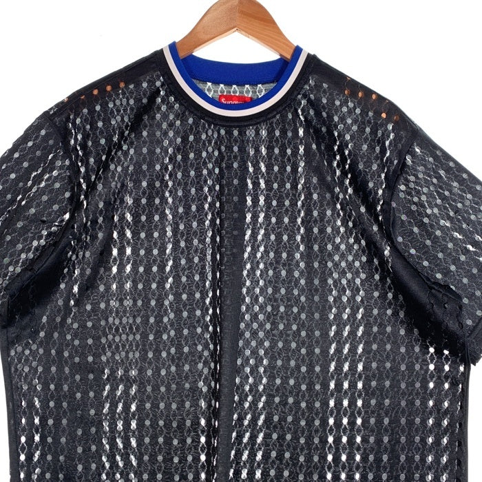 SUPREME シュプリーム 22SS Perforated Stripe Warm Up Top パーフォレーテッド ストライプ ウォームアップ トップ 半袖 ゲームシャツ ブラック Size M 福生店