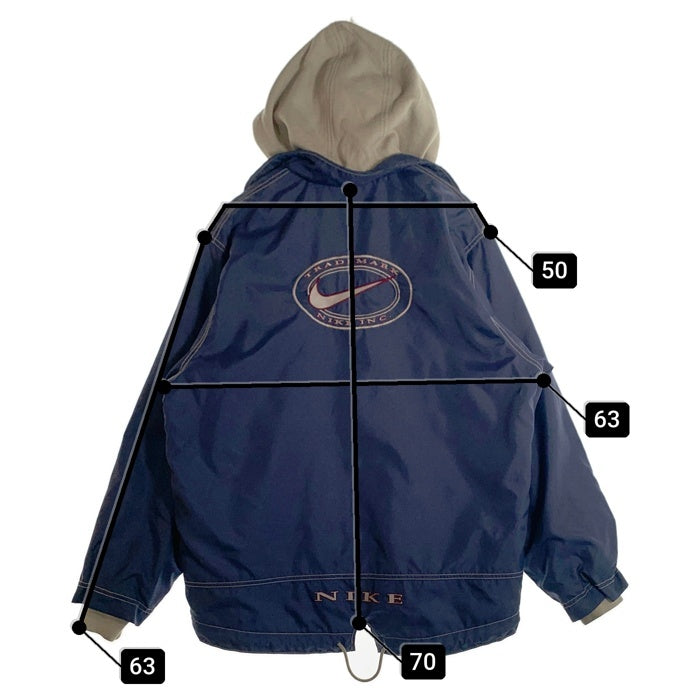 00's NIKE ナイキ ナイロンジャケット スウェットパーカーレイヤード ネイビー ベージュ Size XL 福生店