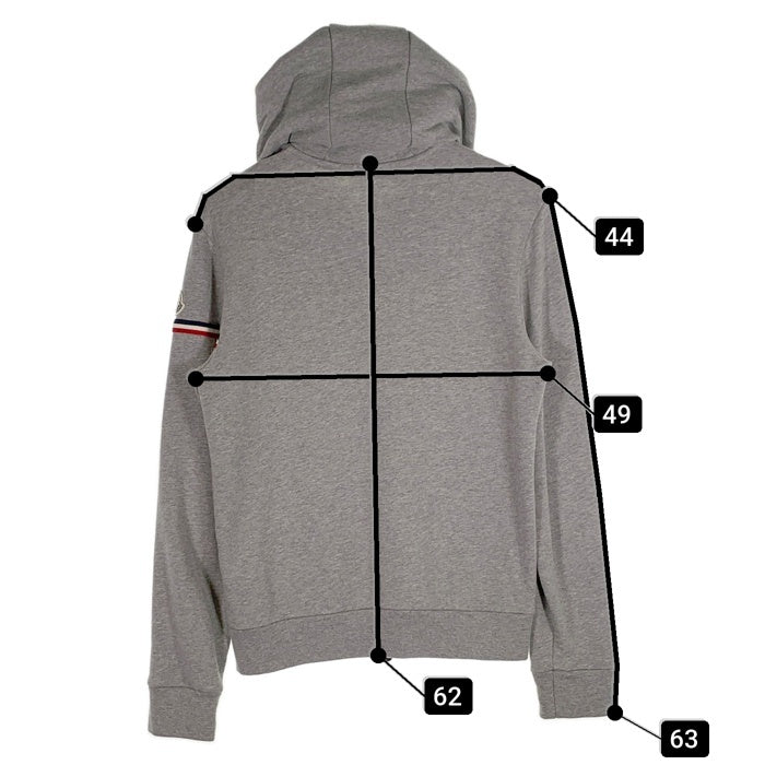 MONCLER モンクレール MAGLIA CARDIGAN ジップアップ スウェットパーカー グレー トリコロールライン ワッペン Size M 福生店