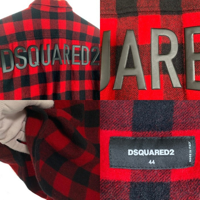 DSQUARED2 ディースクエアード Relax Dan D.B. Shirt バッファローチェックウールシャツ ボタンダウン レッド S71DM0655 S78301 Size 44 福生店