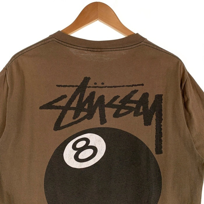 90's STUSSY ステューシー 8ball 8ボール 半袖 Tシャツ ブラウン USA製 Size L 福生店