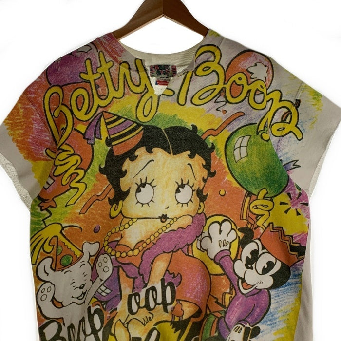 80's 90's BETTY BOOP ベティープープ 半袖 クルーネックスウェット ホワイト マルチカラー USA製 Size M 福生店
