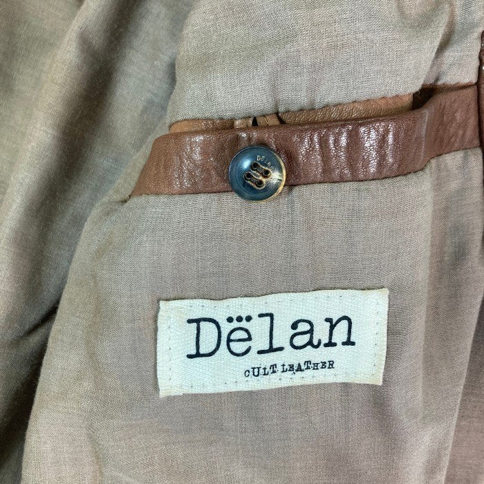 Delan デラン スタンドカラー レザージャケット ブラウン size52 瑞穂店