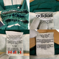 80-90’s adidas アディダス ナイロン ジップアップジャケット ボーダー グリーン ホワイト Size XL 福生店