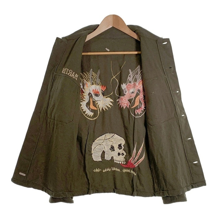 50's U.S.ARMY 米軍 WOOL SHIRTS ウールシャツ スカ刺繡 オリーブ OG-108 クロスヨーク プリーツ Size M 相当 福生店