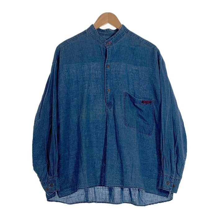 BLUE BLUE ブルーブルー バンドカラー シャンブレープルオーバーシャツ デニム インディゴ Size 2 福生店