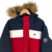 TOMMY HILFIGER トミーヒルフィガー シュノーケル パファージャケット 中綿 ネイビー ホワイト レッド 159AP863 Size L 福生店