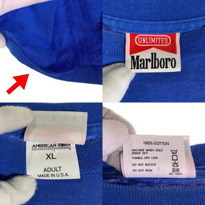 90's Marlboro マルボロ コヨーテバックプリント ポケットTシャツ ブルー USA製 American Born Size XL 福生店