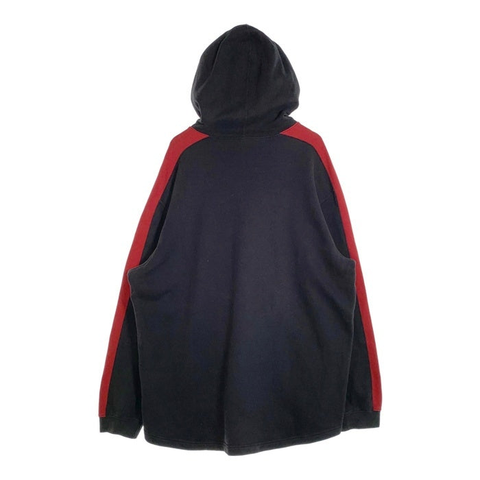 00's NIKE ナイキ サイドライン ロゴ刺繡 プルオーバースウェットパーカー ブラック レッド  Size XL 福生店
