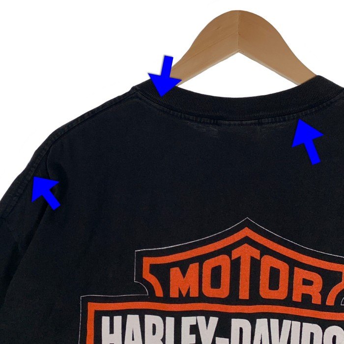 90's HARLEY-DAVIDSON ハーレーダビッドソン イーグル エンブレム プリントTシャツ ブラック USA製 Size XL 福生店