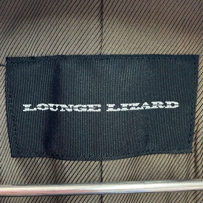 LOUNGE LIZARD ラウンジリザード 千鳥格子 ウール ステンカラーコート グレー size3 瑞穂店