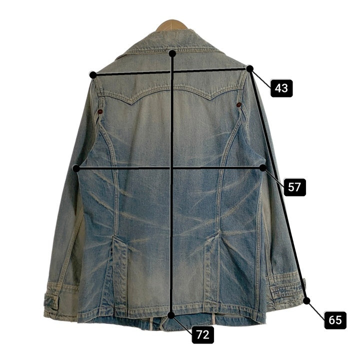 TMT ティーエムティー ダメージ/ウォッシュ加工 デニムピーコート ジャケット インディゴ TUK-F1206 Size L 福生店