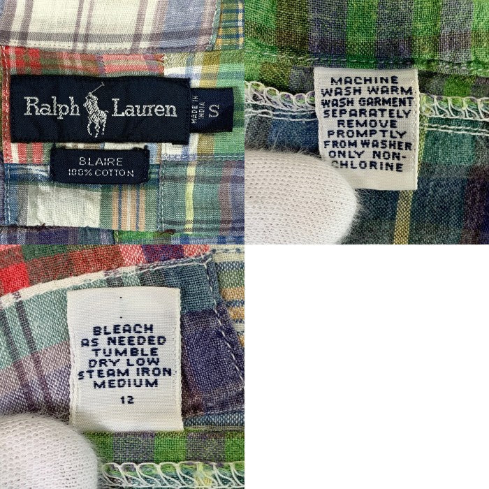 90's Ralph Lauren ラルフローレン BLAIRE マドラスチェック ボタンダウンシャツ マルチ 長袖 Size S 福生店
