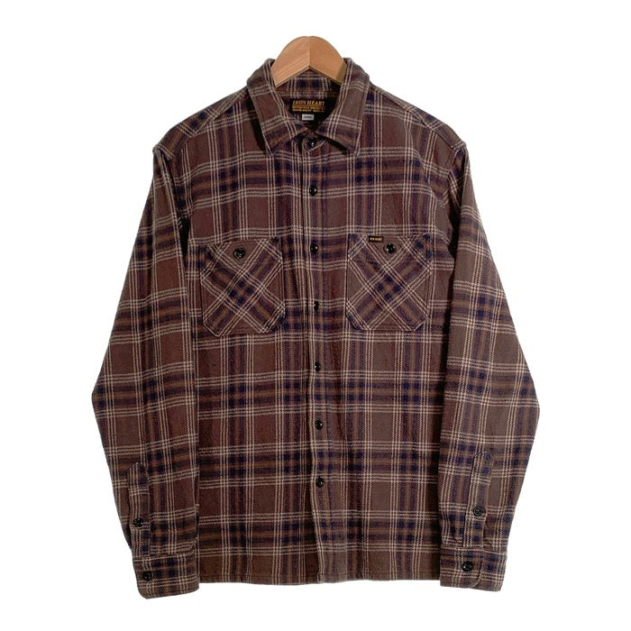 IRON HEART アイアンハート UHF スラブチェック 長袖 フランネル ウエスタン シャツ ブラウン IHSH-431 Size L 福生店